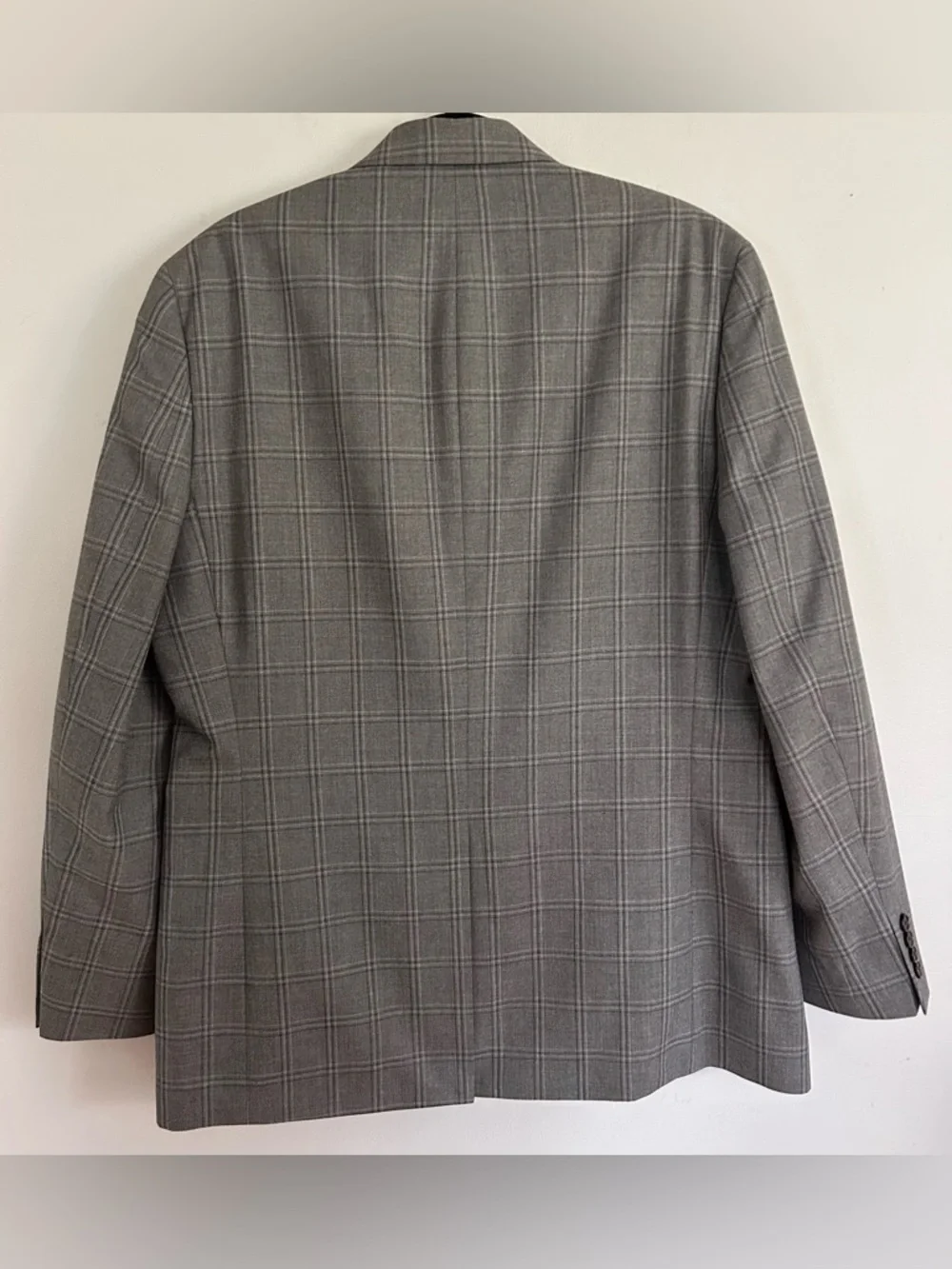 CHAPS by Ralph Lauren Gray Windowpane Plaid Sport Coat Blazer 42L Preppy Classic